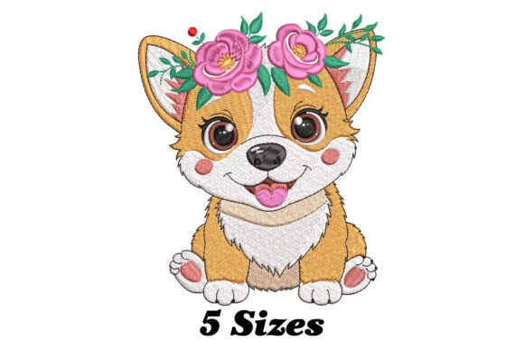 Floral Corgi Puppy